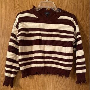 Girls Daytrip youth striped sweater. Size M. Color-bitter chocolate cream
